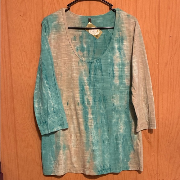 Daisy Tops - Daisy Teal Tie-Dye Short Sleeve Top